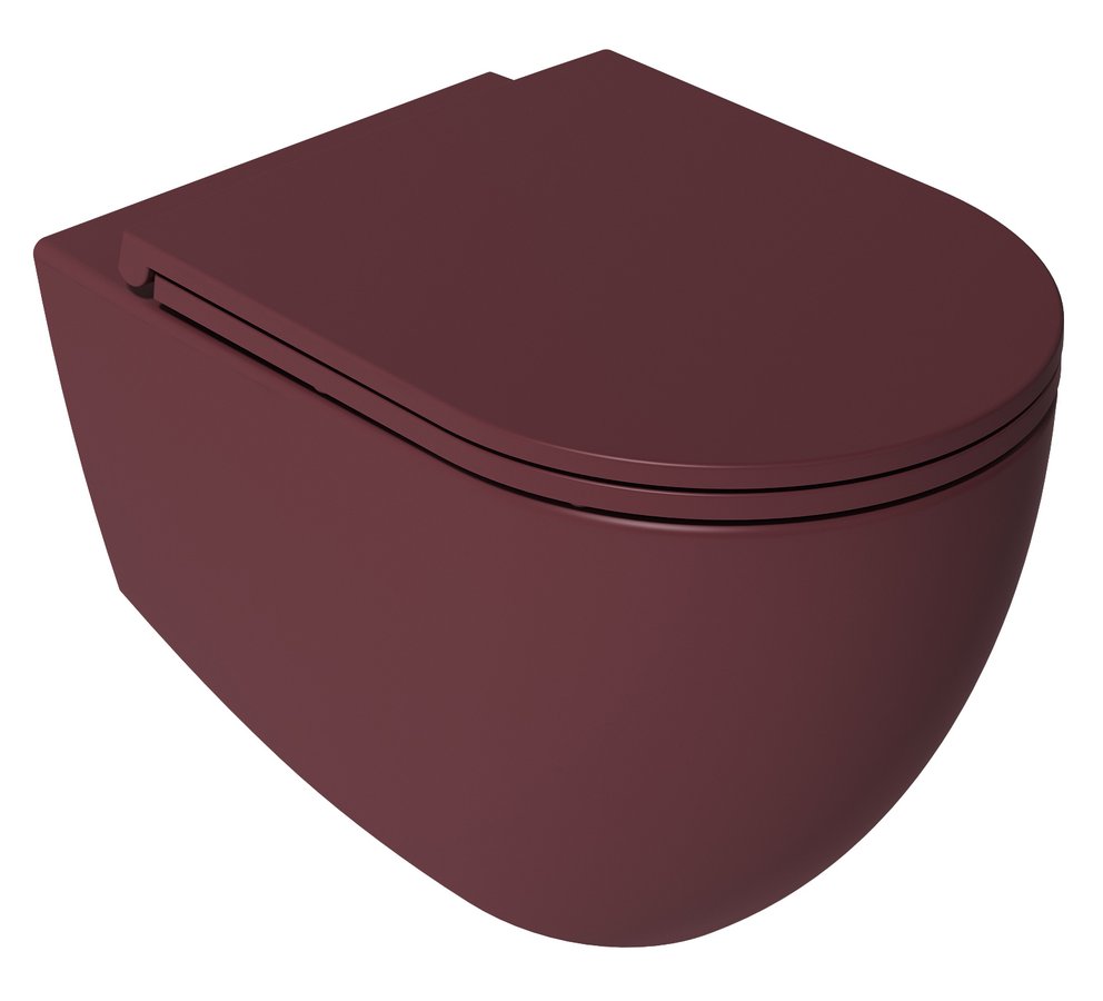 Isvea INFINITY závěsná WC mísa, Rimless, 36,5x53cm, maroon red 10NF02005-2R