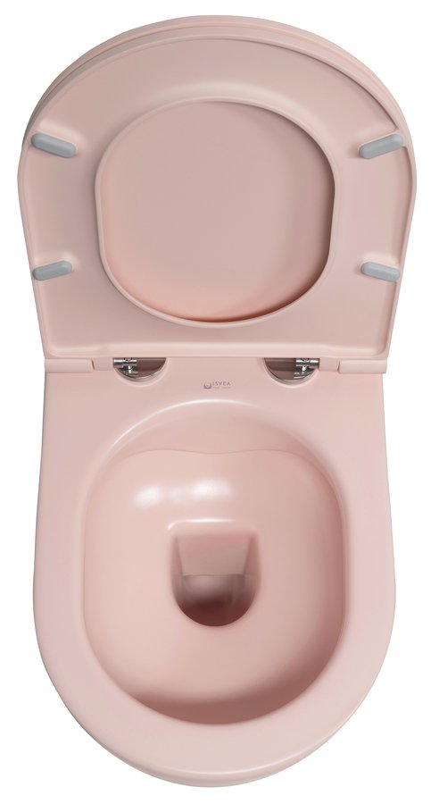 Isvea INFINITY závěsná WC mísa, Rimless, 36,5x53cm, růžová Salmon 10NF02005-2S
