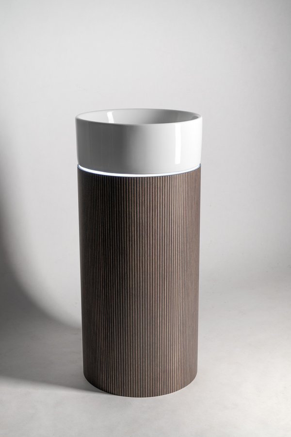 Sapho OASIS keramické umyvadlo volně stojící 40x89x48cm, police ke stěně, bílá/dub cardamom AS548-K2776