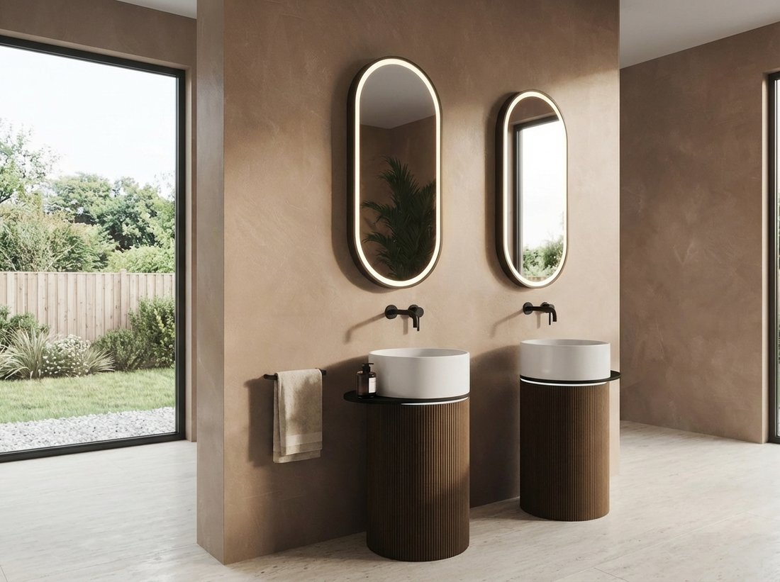 Sapho OASIS keramické umyvadlo volně stojící 40x89x48cm, police ke stěně, bílá/beton pearl grey AS548-44375