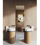 Photo: OASIS ceramic freestanding washbasin 40x89x52cm, shelf for space, white/oak Alabama