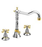 Photo: ANTEA 3 Hole Washbasin Mixer Tap with Retro Spout,with Pop Up Waste, chrome/gold