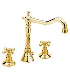Photo: ANTEA 3 Hole Washbasin Mixer Tap with Retro Spout,with Pop Up Waste, gold