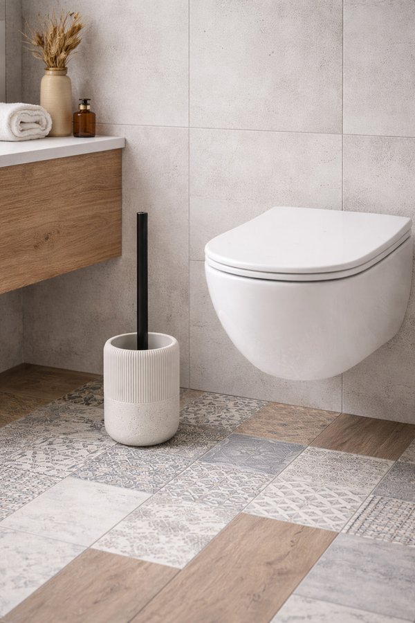 Aqualine ALBA WC štětka na postavení, bílá/černá mat AB2135B