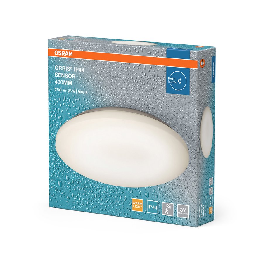 OSRAM ORBIS koupelnové stropní svítidlo, ø 400mm, senzor, OSRAM,2700lm, 25W, IP44 AC36061022M