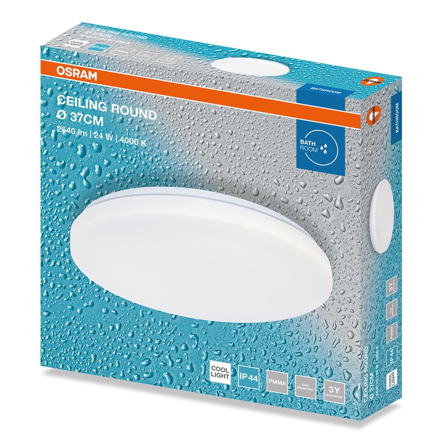 OSRAM Koupelnové stropní svítidlo, ø 325mm, OSRAM,2640lm, 24W, 4000K, IP44 AC832790055
