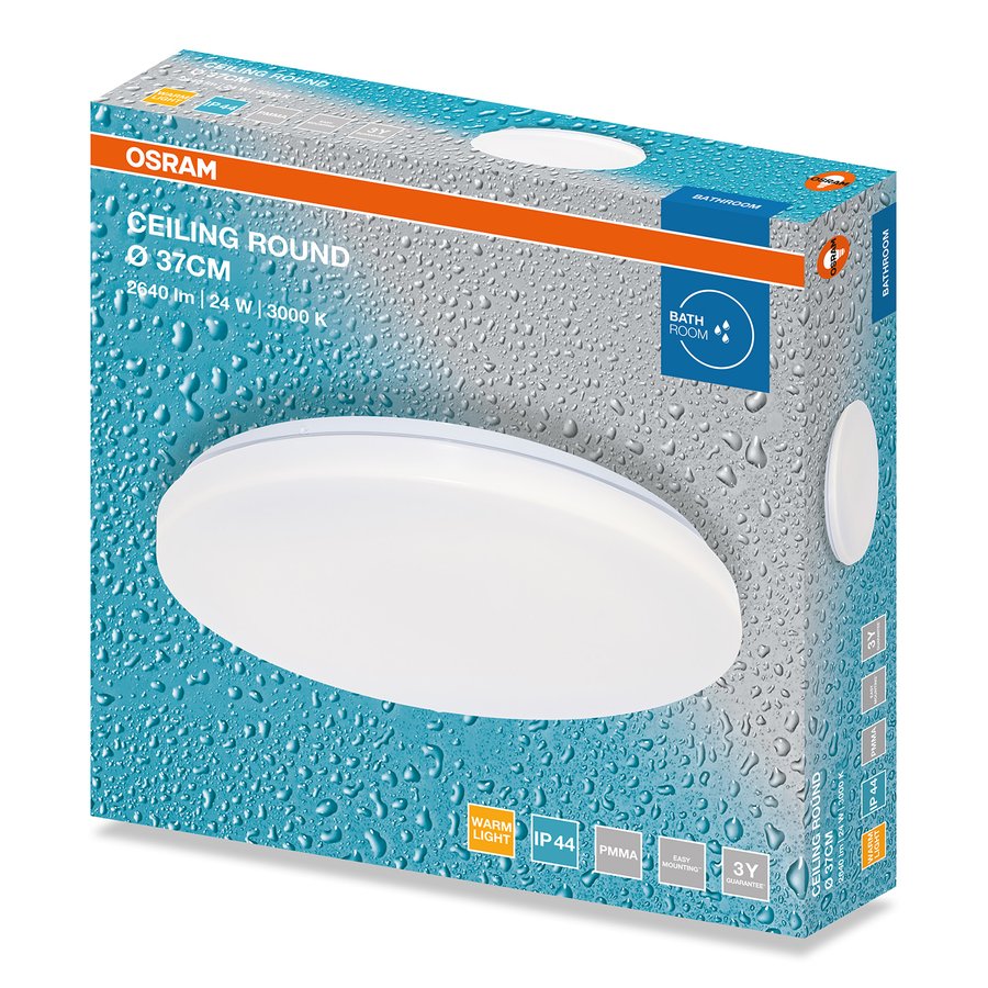 OSRAM Koupelnové stropní svítidlo, ø 325mm, OSRAM,2640lm, 24W, 3000K, IP44 AC832780055