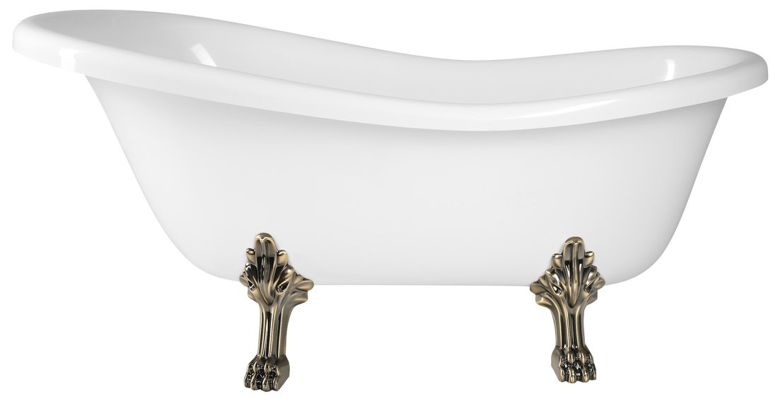 Polysan RETRO volně stojící vana 168x76,2x70cm, bílá, nohy bronz 43358