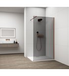 Photo: ESCA COPPER MATT One-piece shower glass panel, wall-mount, smoked glass, 1100 mm