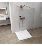 Photo: ESCA COPPER MATT One-piece shower glass panel, freestanding, clear glass, 1500 mm