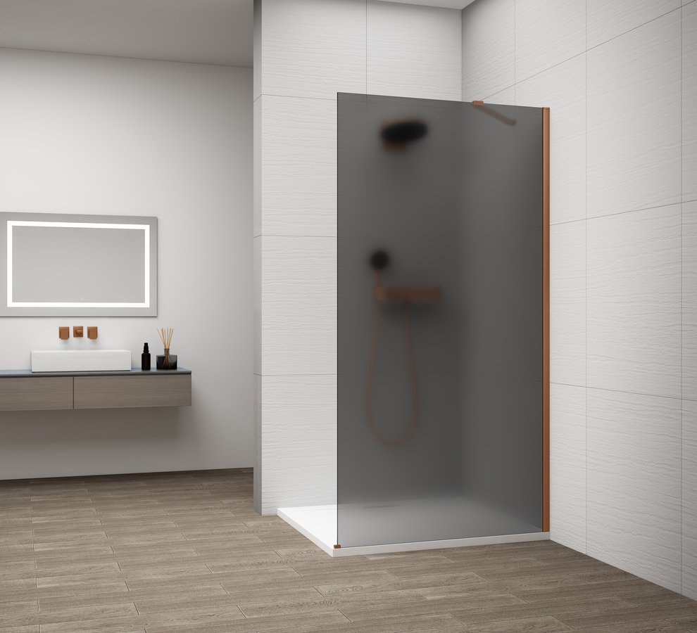 Polysan ESCA COPPER MATT jednodílná sprchová zástěna k instalaci ke stěně, kouřové matné sklo, 1100 mm ES1411-09