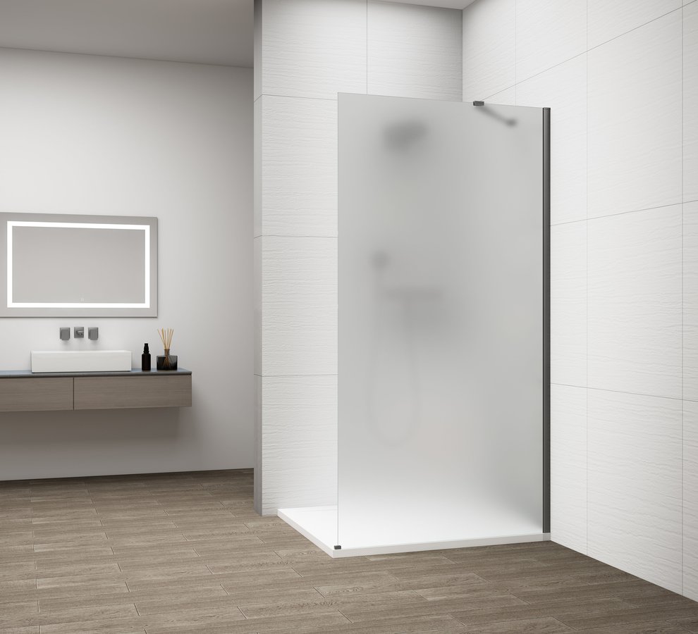 Polysan ESCA GUN METAL jednodílná sprchová zástěna k instalaci ke stěně, matné sklo, 1000 mm ES1110-11