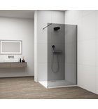 Photo: ESCA GUN METAL One-piece shower glass panel, wall-mount, smoked glass, 800 mm