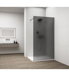 Photo: ESCA GUN METAL one-piece shower glass panel, wall-mount, smoked matt glass, 1100 mm