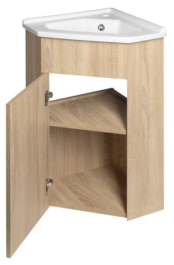 Aqualine ZOJA umyvadlová skříňka rohová 39x74x39cm, dub platin pro 1601-40 50346