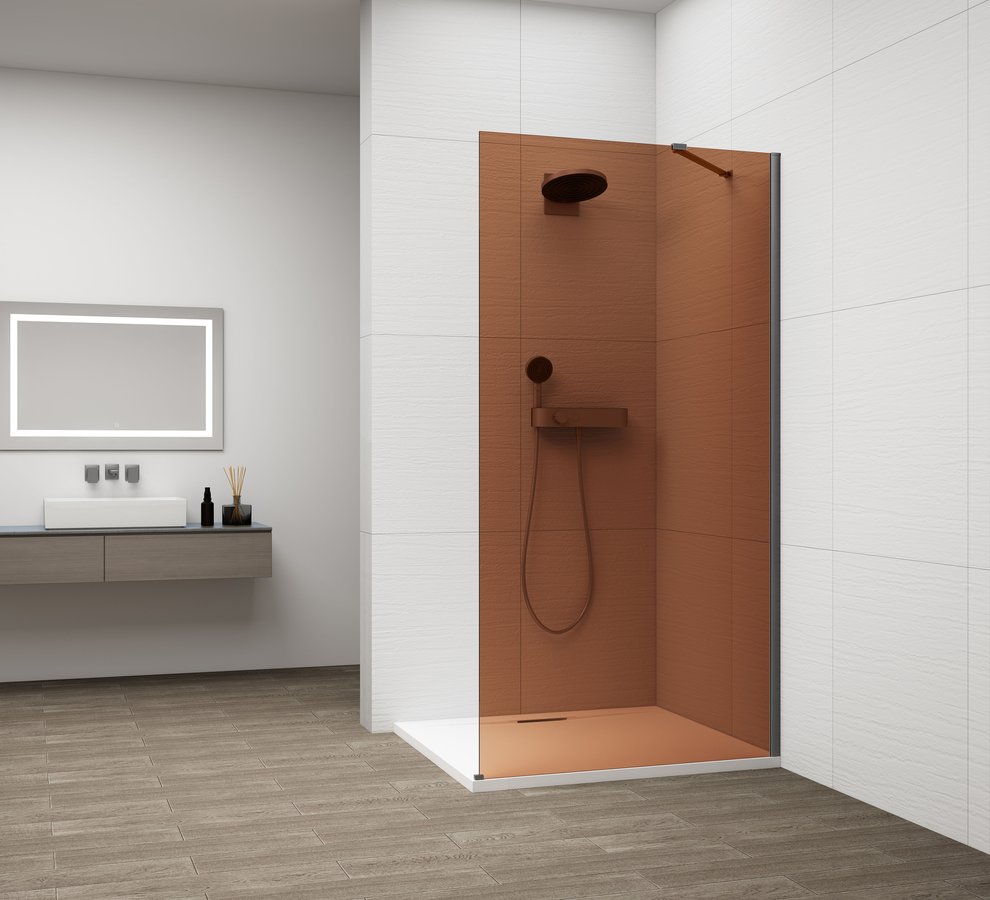 Polysan ESCA GUN METAL jednodílná sprchová zástěna k instalaci ke stěně, sklo Marron, 1000 mm ES1510-11