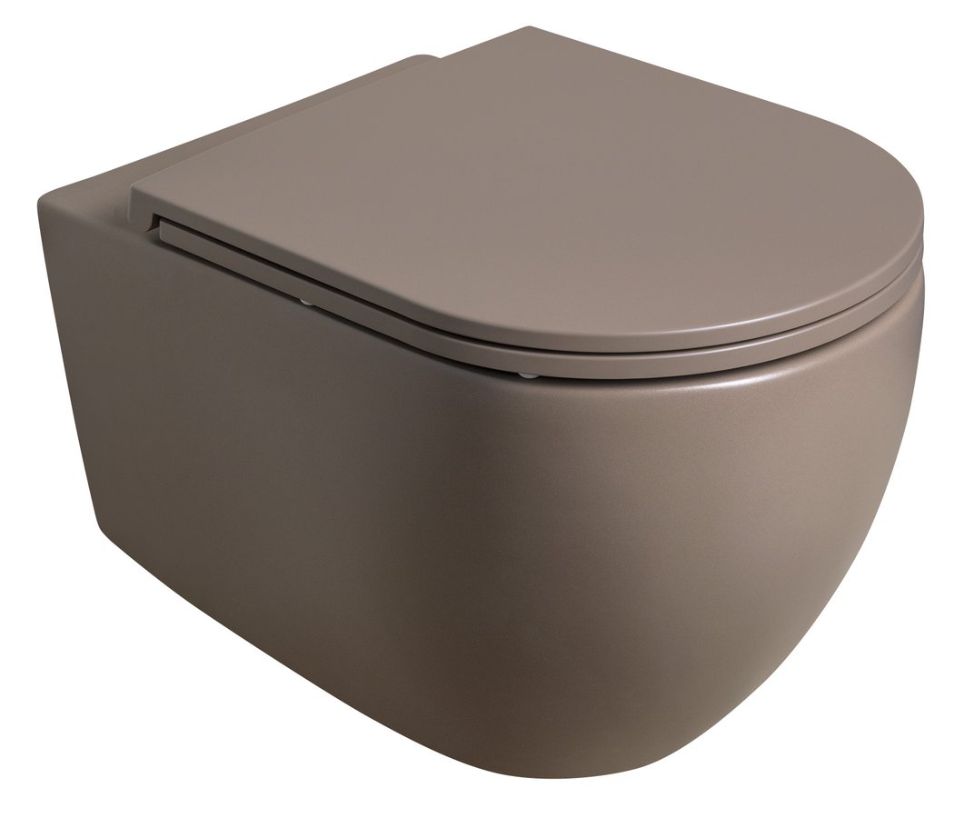 Isvea INFINITY závěsná WC mísa, Rimless, 36,5x53cm, taupe 10NF02005-2H