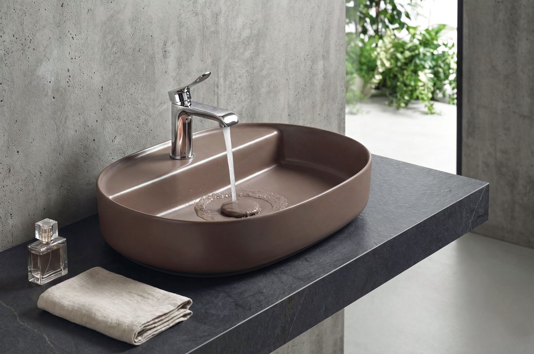 Isvea INFINITY OVAL keramické umyvadlo na desku, 60x40cm, taupe 10NF65060-2H