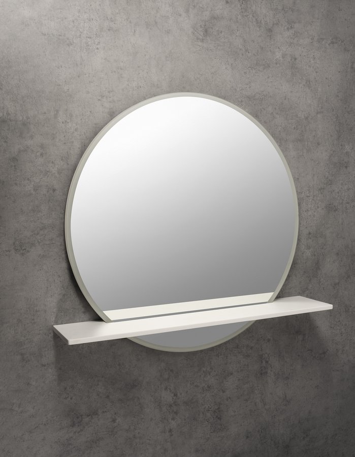 Sapho VISO kulaté zrcadlo s LED osvětlením a policí ø 60cm, bílá mat VS060-02