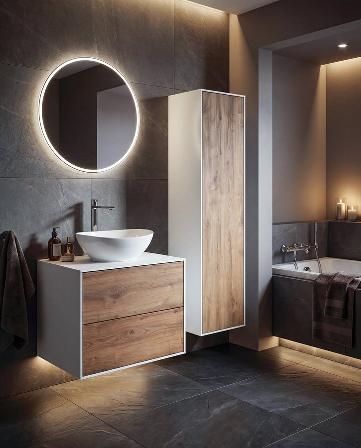 Aqualine ZANYA umyvadlová skříňka 60x50x46cm, bílá mat/dub emporio ZA260