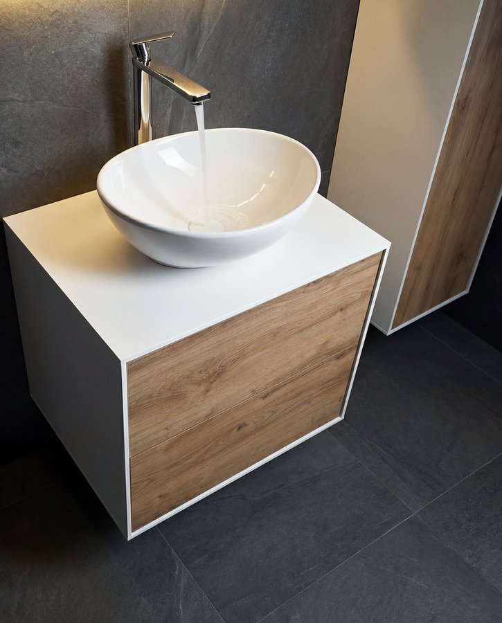 Aqualine ZANYA umyvadlová skříňka 60x50x46cm, bílá mat/dub emporio ZA260