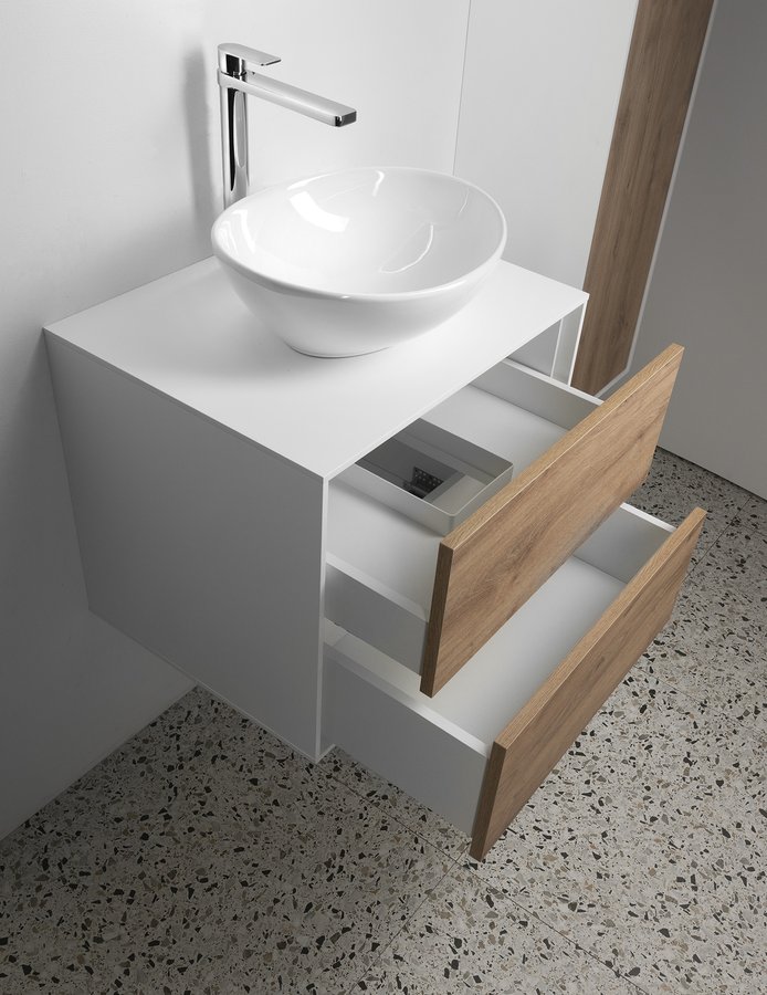 Aqualine ZANYA umyvadlová skříňka 60x50x46cm, bílá mat/dub emporio ZA260