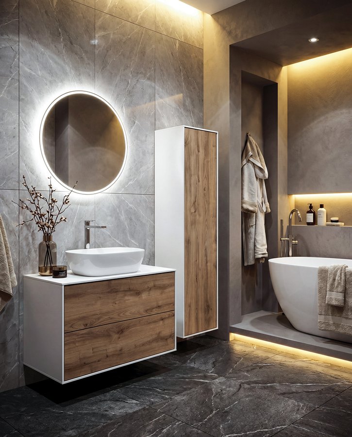 Aqualine ZANYA umyvadlová skříňka 80x50x46cm, bílá mat/dub emporio ZA280
