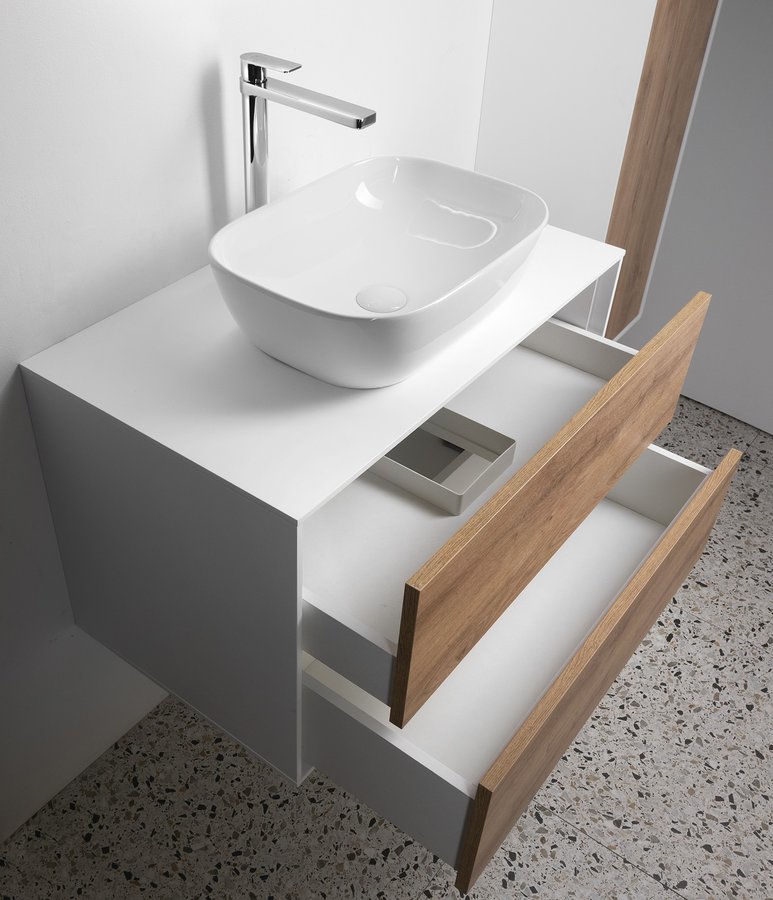 Aqualine ZANYA umyvadlová skříňka 80x50x46cm, bílá mat/dub emporio ZA280