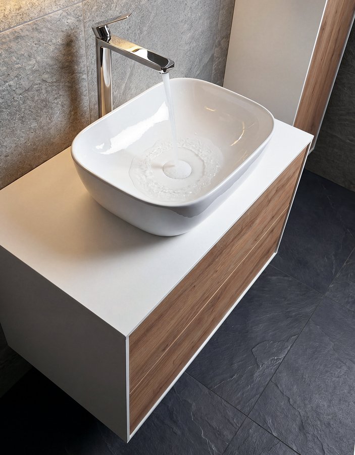 Aqualine ZANYA umyvadlová skříňka 80x50x46cm, bílá mat/dub emporio ZA280