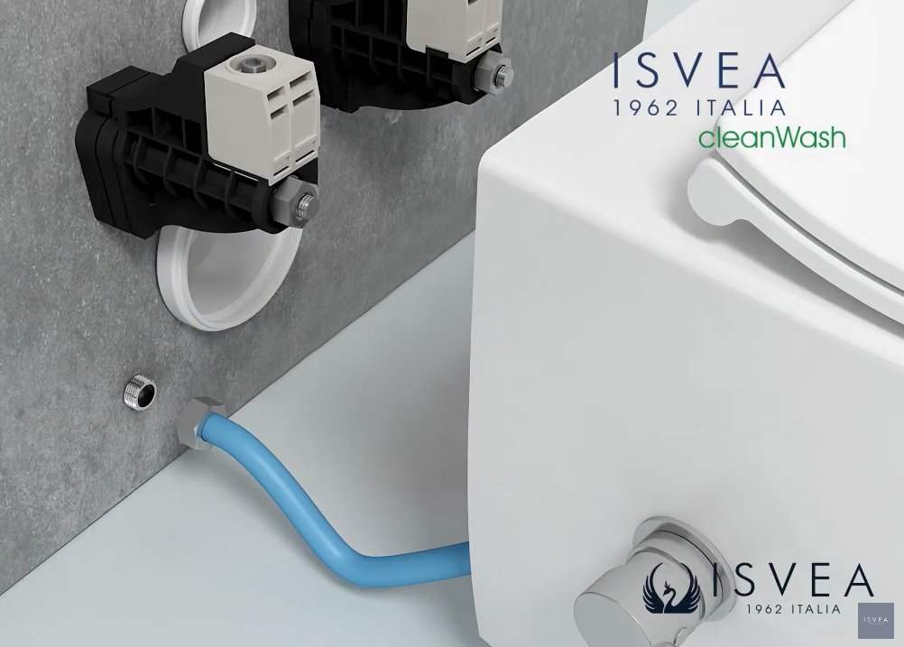 Isvea INFINITY CLEANWASH závěsná WC mísa, integrovaný ventil a bidet. sprška, Rimless, 36,5x53cm, bílá 10NFS9216I