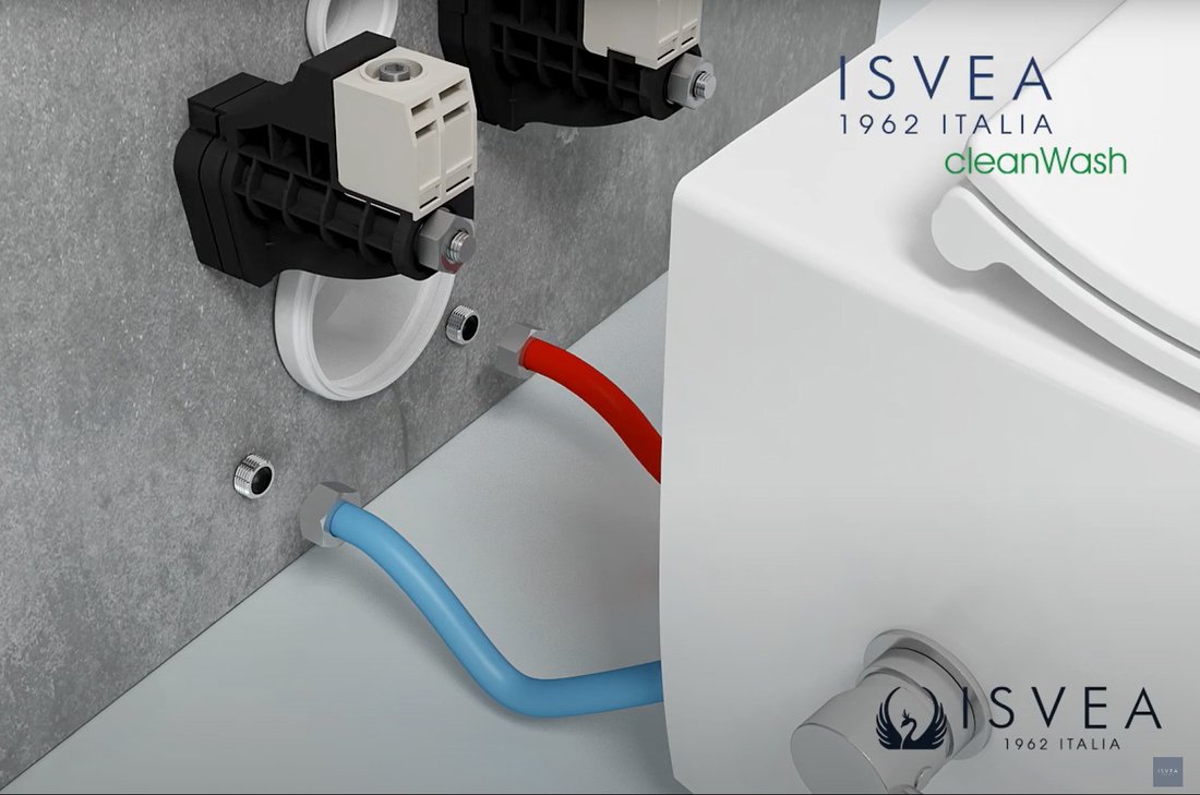 Isvea INFINITY CLEANWASH závěsná WC mísa, integrovaná baterie a bidet. sprška, Rimless, 36,5x53cm, bílá 10NFS9217I