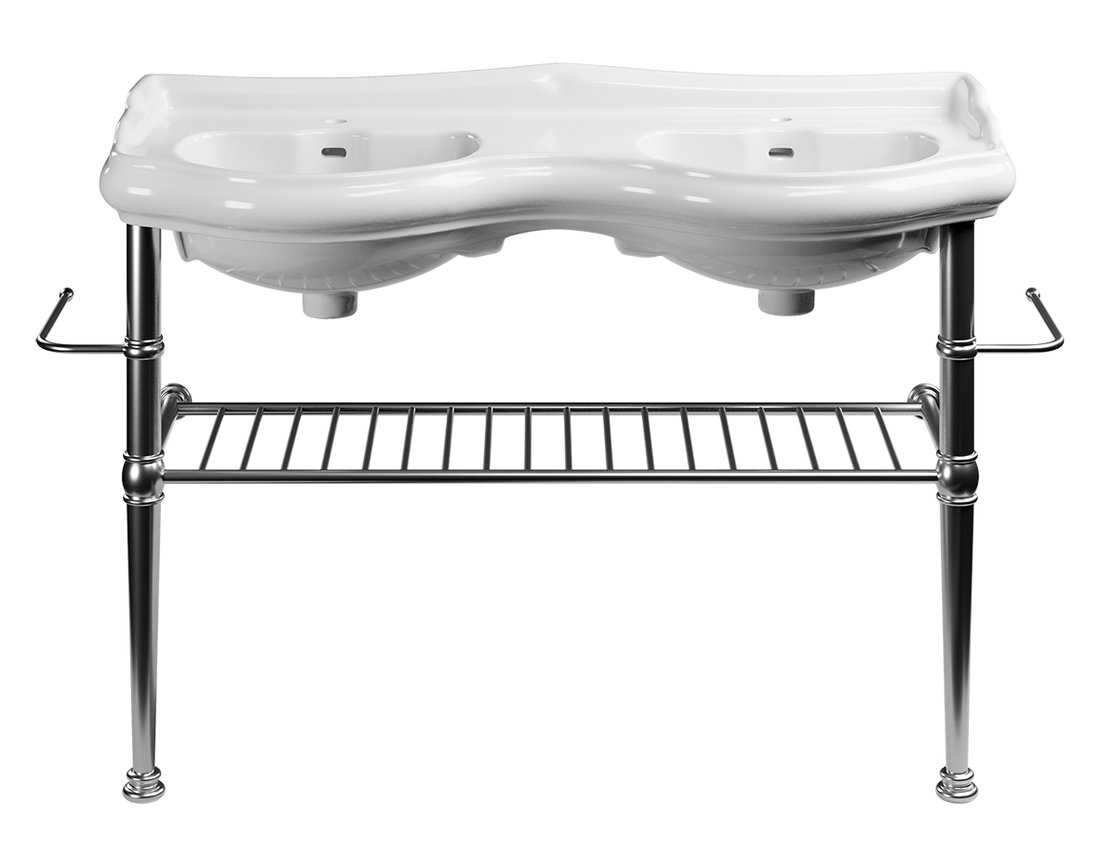 Kerasan RETRO konstrukce pro dvojumyvadlo 120cm s poličkou, chrom 730190