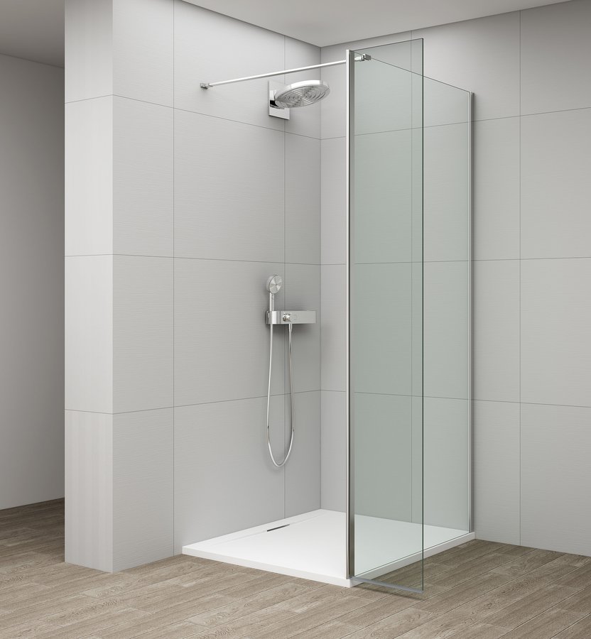 Polysan ESCA CHROME sprchová zástěna, fixní sklo 900 mm, otočný panel 400 mm ES3A90B40