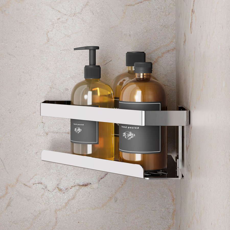 METAFORM MYLINE rohová polička do sprchy, 214x90x214mm, nerez lesk 105T12100