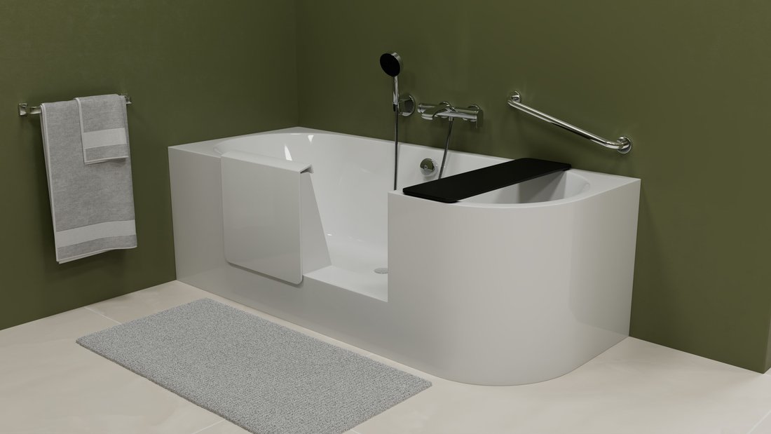 Polysan PORTAS L asymetrická vana s dvířky, 170x75x60cm, bílá 75531