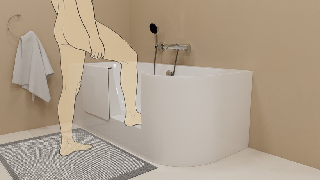 Polysan PORTAS L asymetrická vana s dvířky, 160x75x60cm, bílá 75581