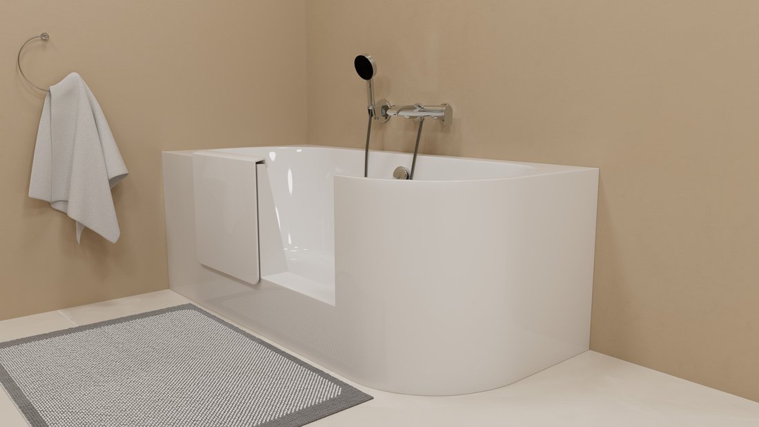 Polysan PORTAS L asymetrická vana s dvířky, 160x75x60cm, bílá 75581