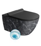 Photo: ALTACERAMICA wall-hung toilet pan, Swirlflush, 36x55cm, marble/black matt