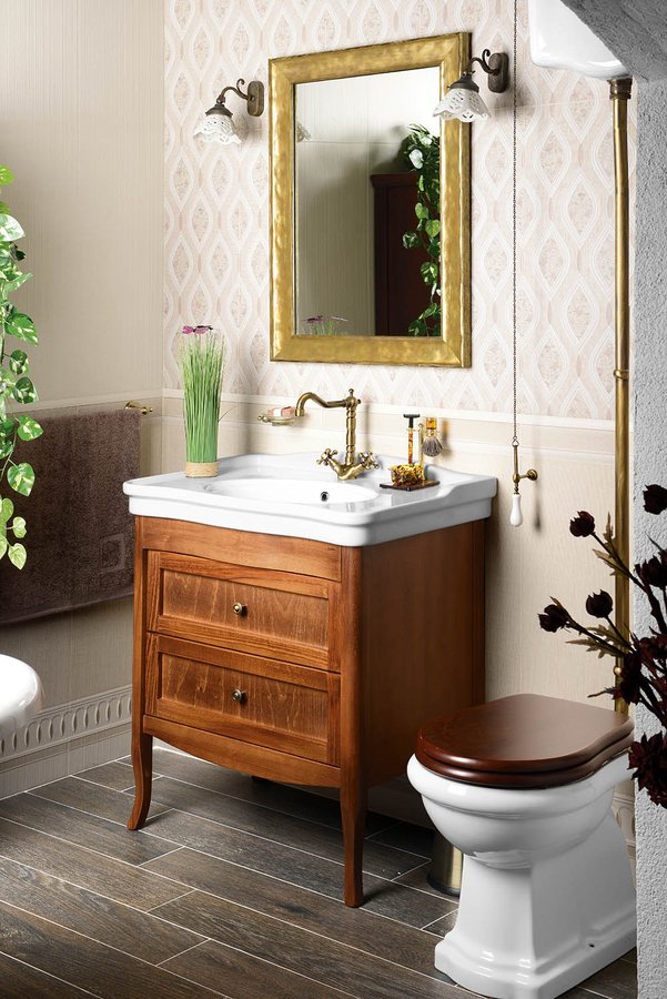 Sapho RETRO umyvadlová skříňka buk 73x80x46,5cm, umyvadlo ANTIK 80cm 1654-01
