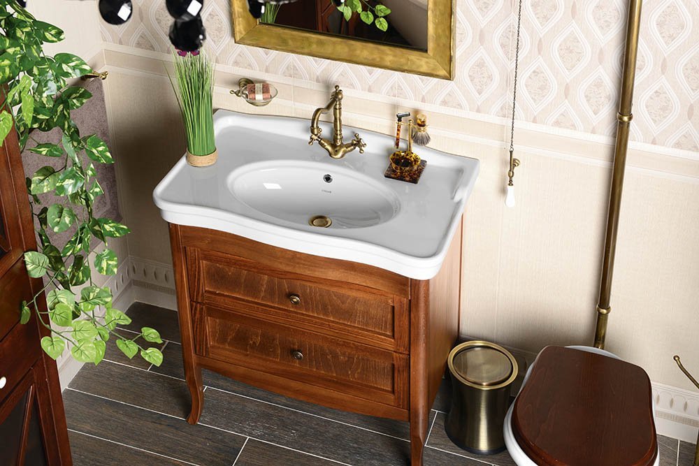 Sapho RETRO umyvadlová skříňka buk 73x80x46,5cm, umyvadlo ANTIK 80cm 1654-01