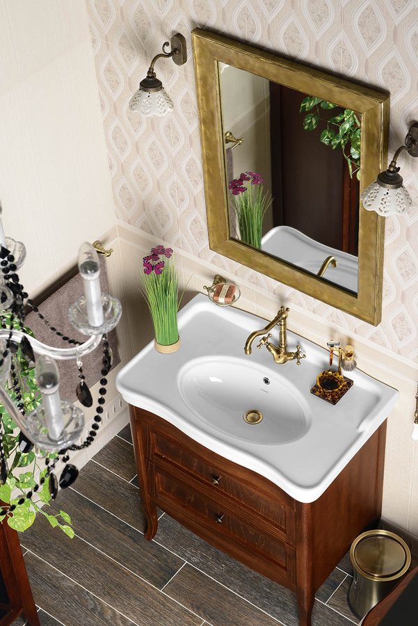 Sapho RETRO umyvadlová skříňka buk 73x80x46,5cm, umyvadlo ANTIK 80cm 1654-01