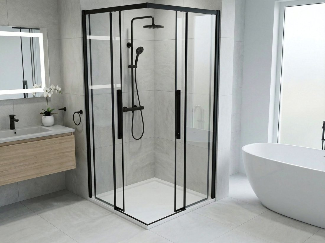 Gelco LUXOR BLACK čtvercový sprchový kout 900x900mm, rohový vstup GU2290B