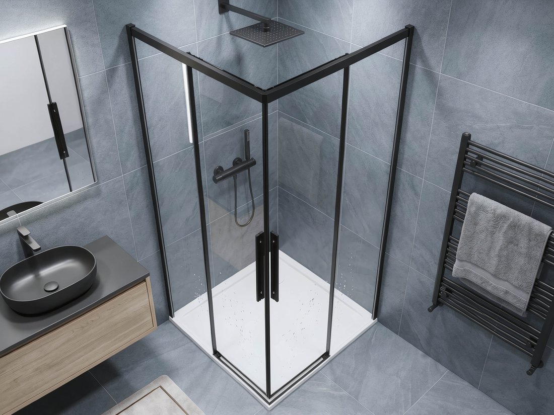 Gelco LUXOR BLACK čtvercový sprchový kout 900x900mm, rohový vstup GU2290B