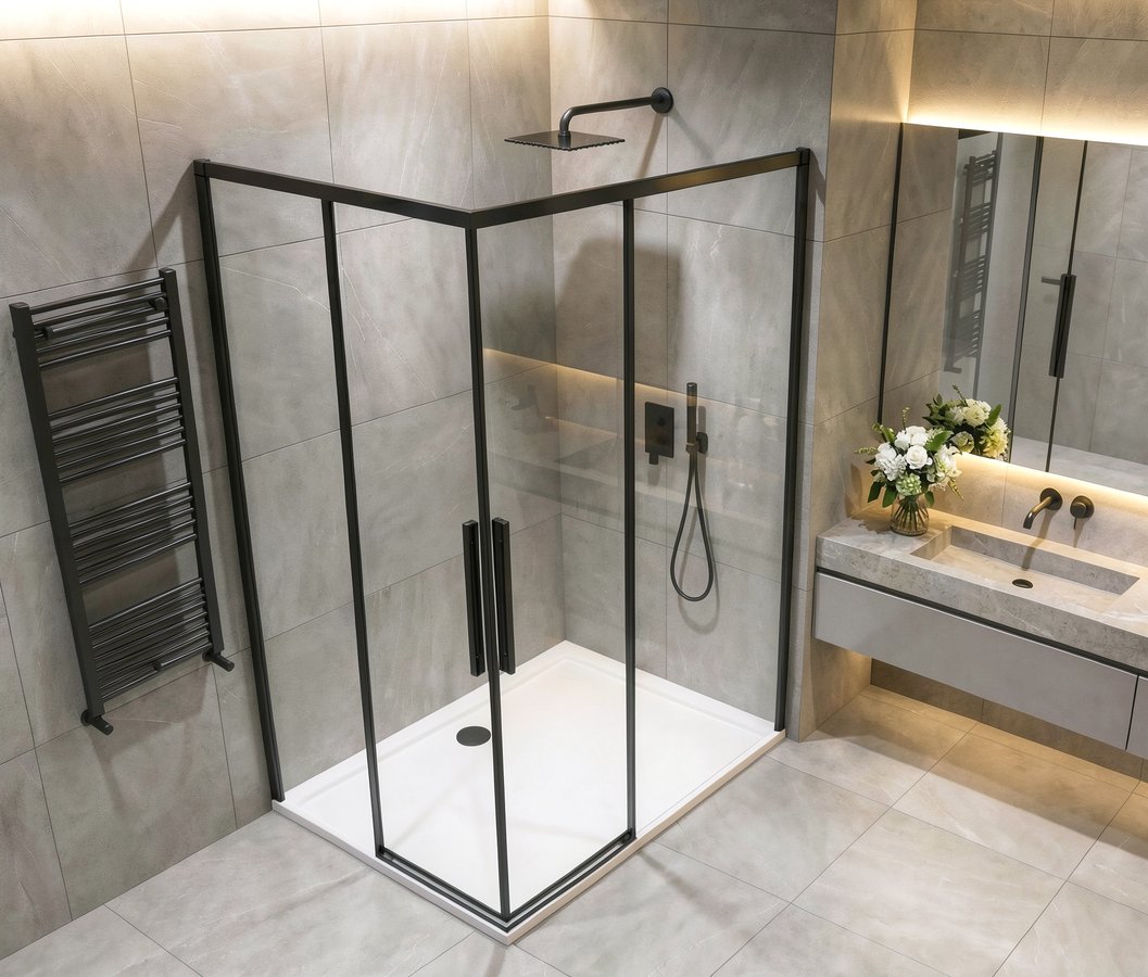 Gelco LUXOR BLACK obdélníkový sprchový kout 900x800mm L/P varianta, rohový vstup GU2190BGU2180B