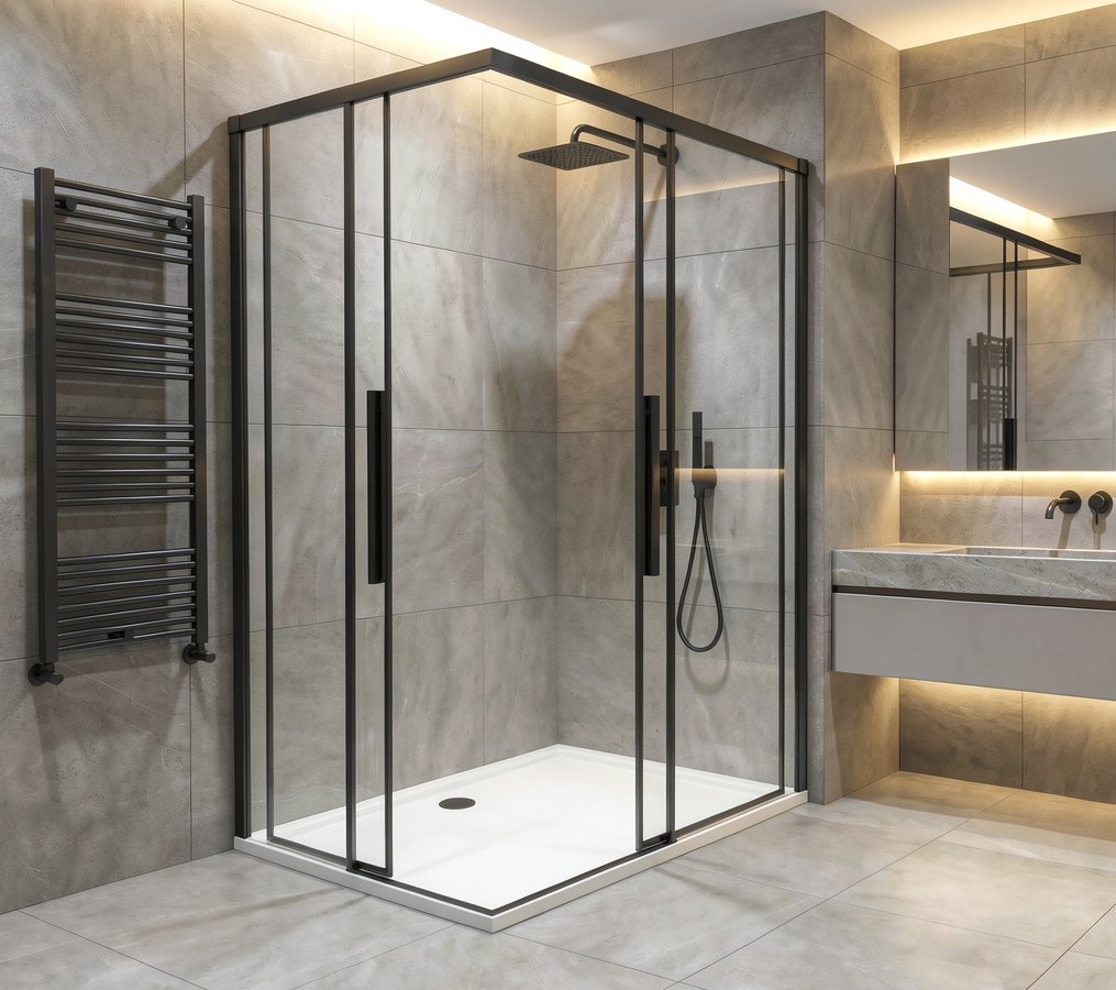 Gelco LUXOR BLACK obdélníkový sprchový kout 1000x800mm L/P varianta, rohový vstup GU2110BGU2180B