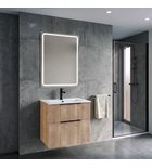 Photo: CIRASA STRIP Badezimmerschrank 60cm mit Waschbecken und LED Spiegel, 2 Schubladen, Eiche Alabama
