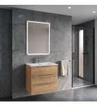 Photo: CIRASA Badezimmerschrank 60cm mit Waschbecken und LED Spiegel, 3 Schubladen, Eiche Alabama