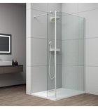 ESCA WHITE MATT wall-mounted shower screen, width 700mm, incl. additional 285mm glass panel, clear glass Photo: ESCA WHITE MATT wall-mounted shower screen, width 700mm, incl. additional 285mm glass panel, clear glass
