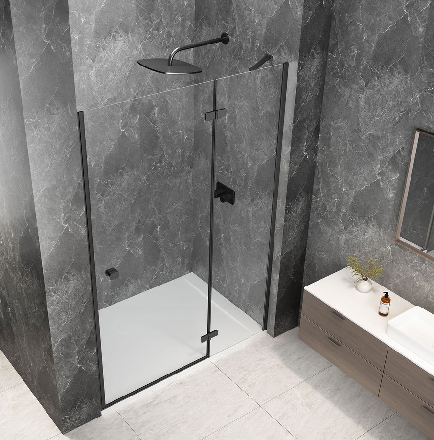 Polysan GLOBE BLACK sprchové dveře do niky 900mm, čiré sklo, pravé GB1090RB