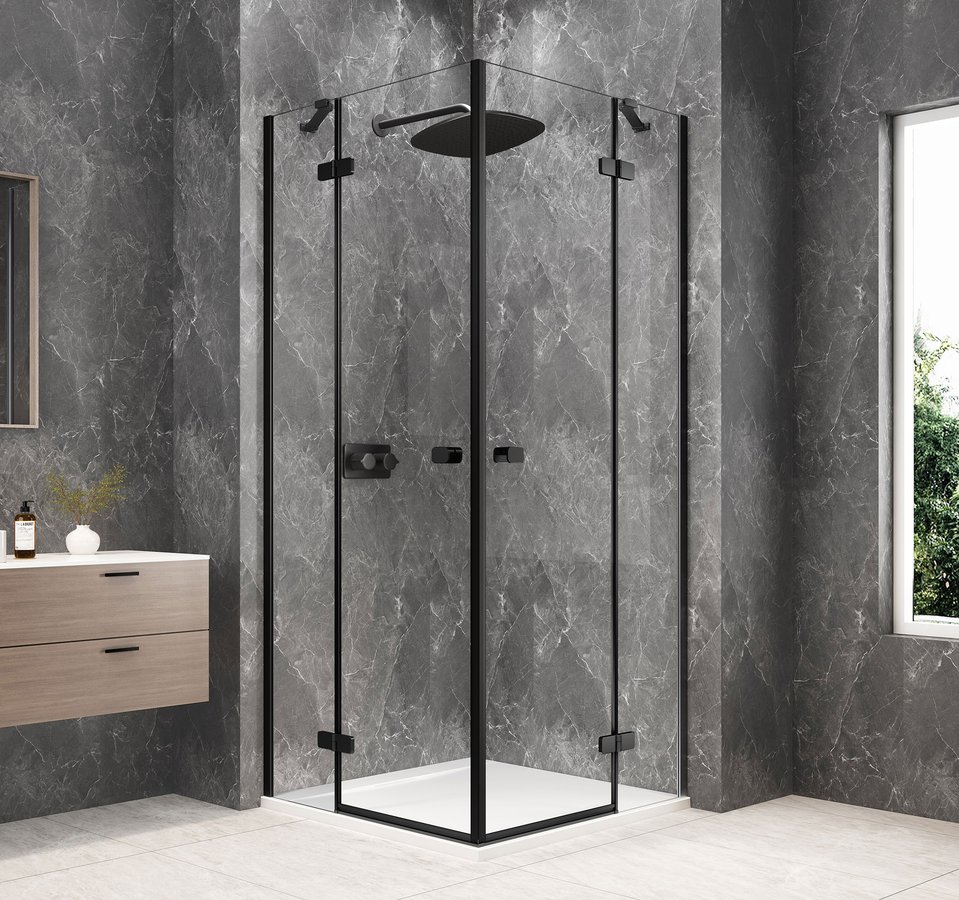 Polysan GLOBE BLACK čtvercový sprchový kout 800x800mm, rohový vstup, čiré sklo GB5880B